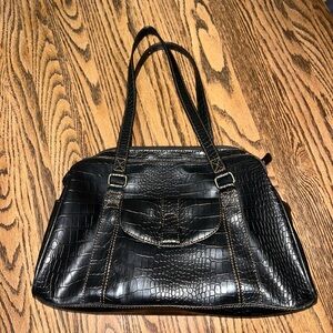 Black Crocodile Pattern Shoulder Bag